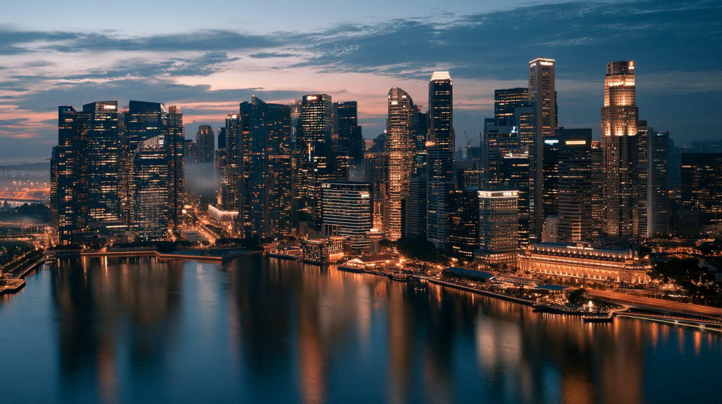 Singapore financial district at blue hour